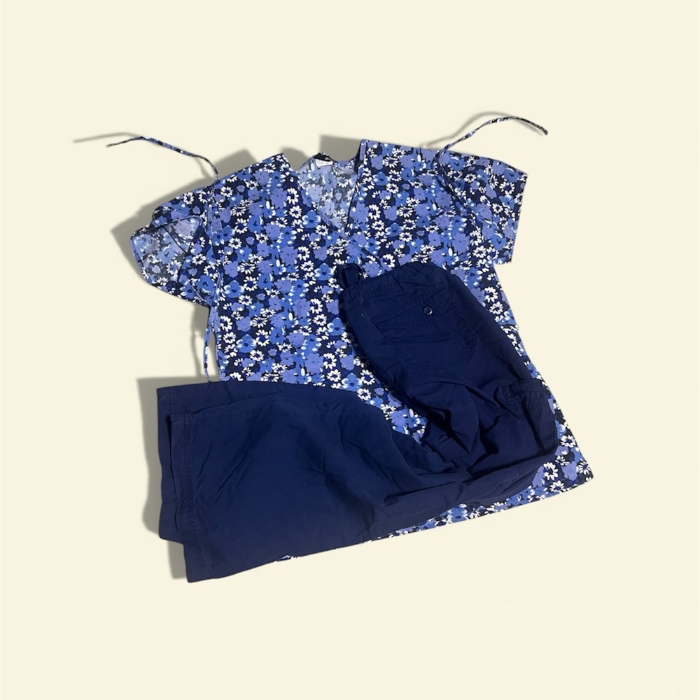 Floral Blue Women's Top and Pants Set #426